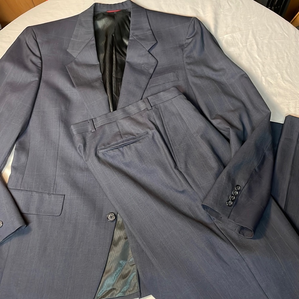 Incredible Hart, Schaffner, & Marx Blue w/ Mint Green Plaid Two-Piece Suit!